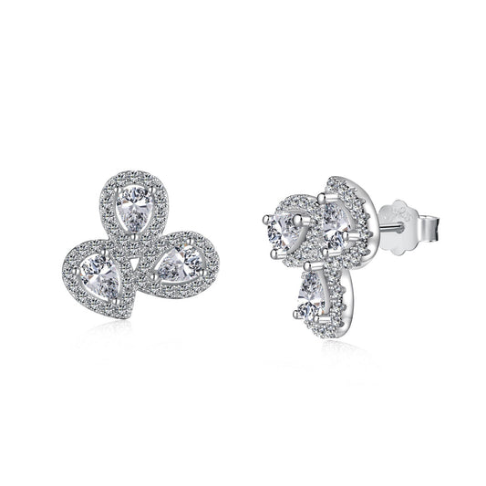 [Jesse jewelry]Ornate Flower Shape Pear Cut Lover Earrings