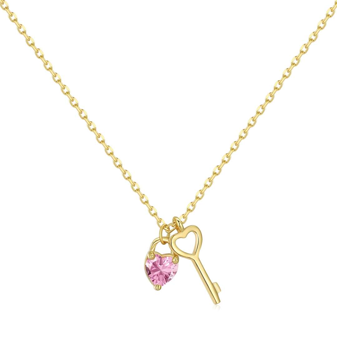 [Jesse jewelry]Unique Heart Shape Key Pendent Necklace