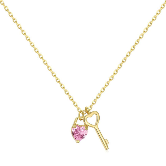 [Jesse jewelry]Unique Heart Shape Key Pendent Necklace