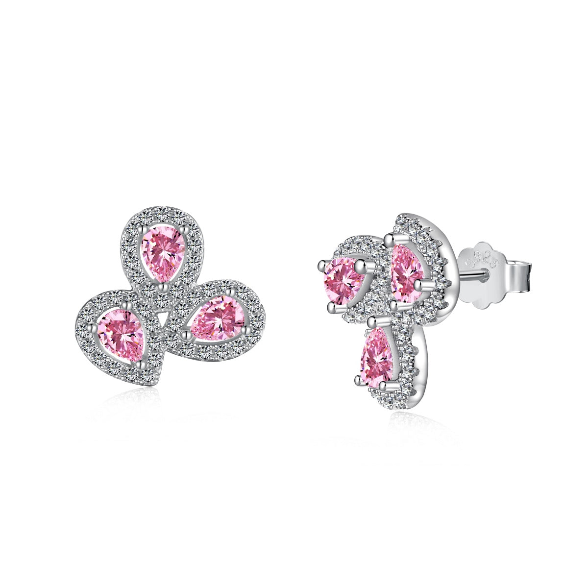 [Jesse jewelry]Ornate Flower Shape Pear Cut Lover Earrings