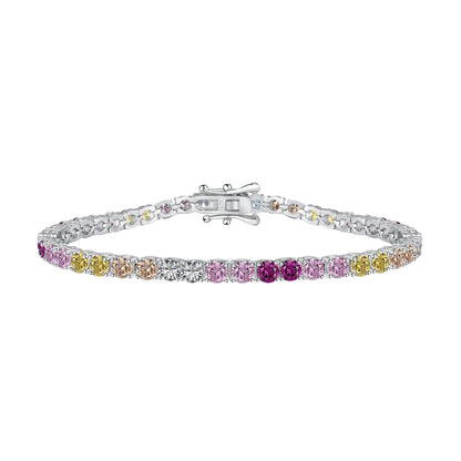 [Jesse jewelry]Radiant Colorful Round Cut Tennis Bracelet