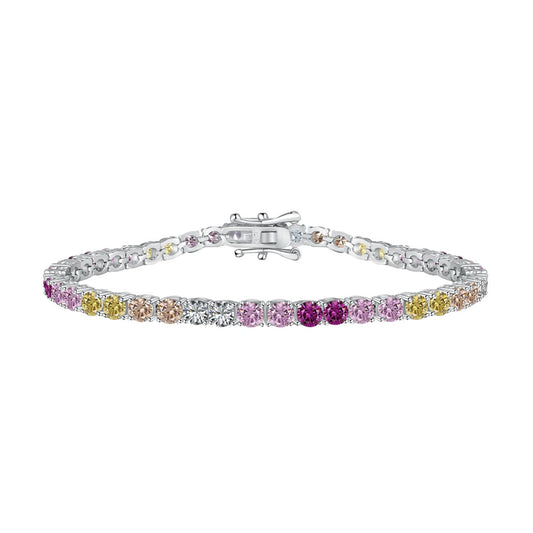 [Jesse jewelry]Radiant Colorful Round Cut Tennis Bracelet
