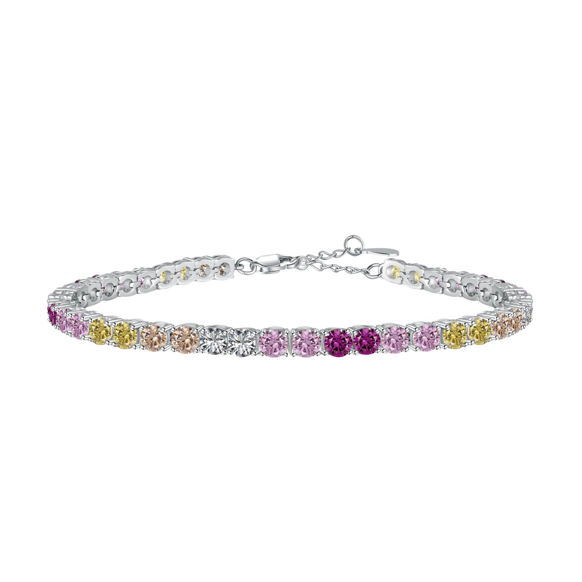 [Jesse jewelry]Radiant Colorful Round Cut Tennis Bracelet