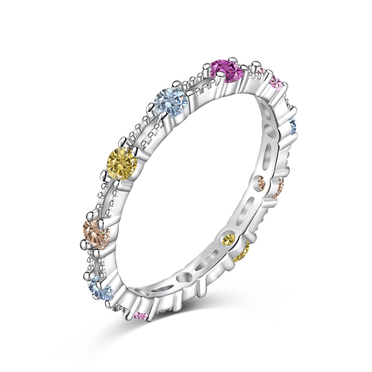 [Jesse jewelry]Sparkling Colorful Round Cut Tennis Ring