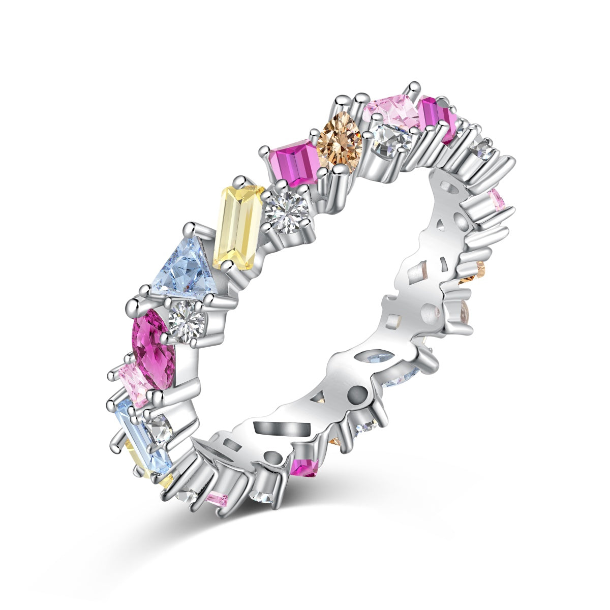 [Jesse jewelry]Dazzling Polychromatic Multi cut Daily Ring