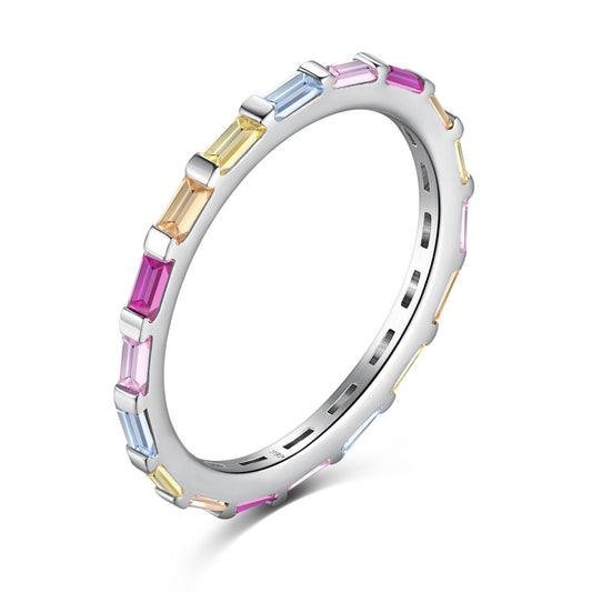 [Jesse jewelry]Exquisite Multicolored Emerald Cut Daily Ring