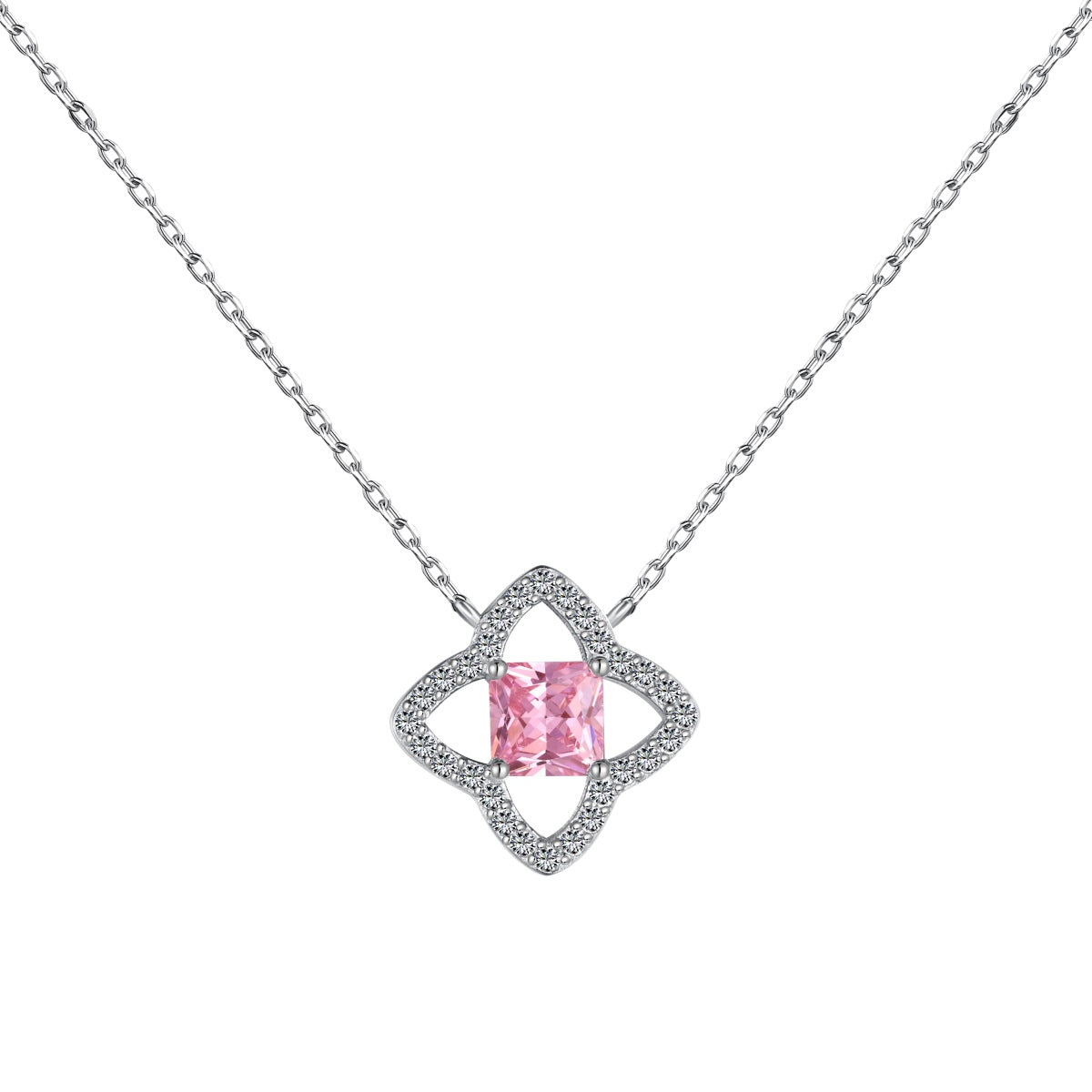 [Jesse jewelry]Exquisite Flower Shape Princess Cut Necklace