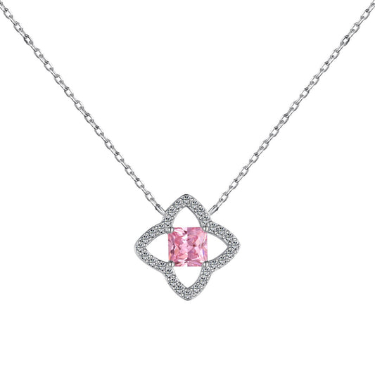 [Jesse jewelry]Exquisite Flower Shape Princess Cut Necklace