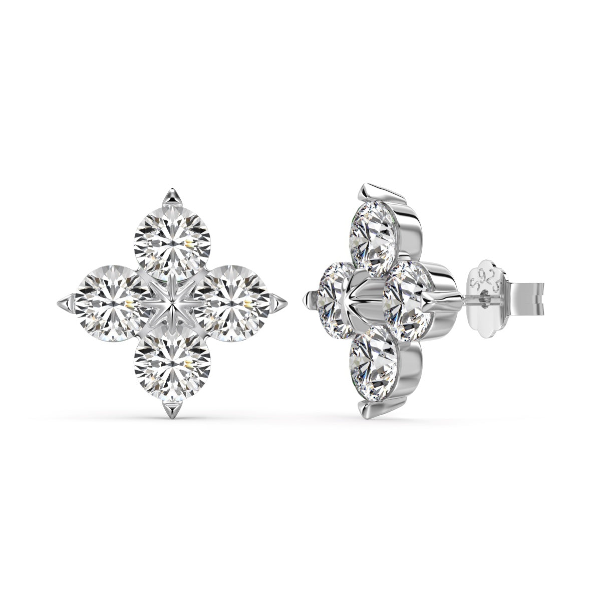 [Jesse jewelry]Four-Leaf Clover Eight-Pointed Star Earrings