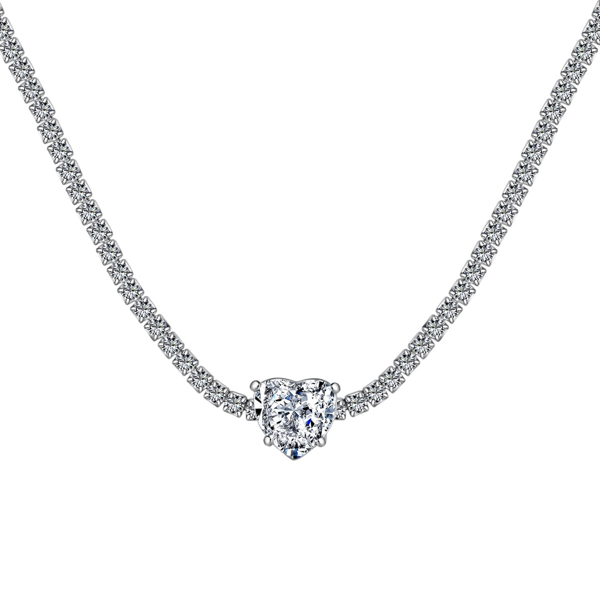 [Jesse jewelry]2.0 Carat Sparkling Tennis Heart Cut Necklace