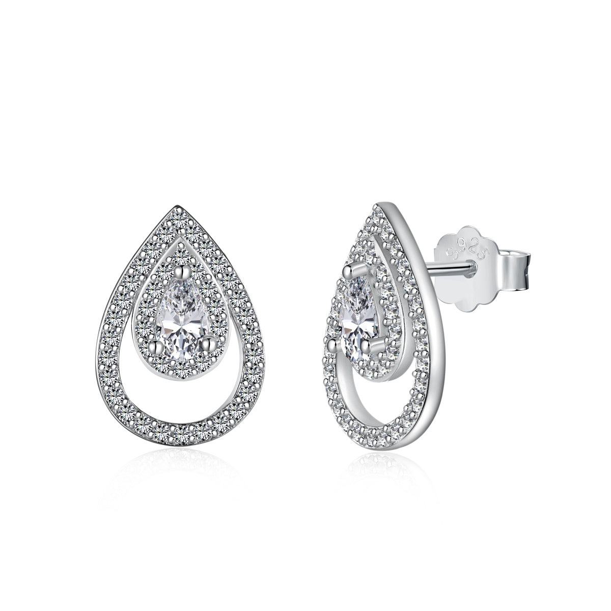 [Jesse jewelry]Sparkling Delicate Water Drop Shape Daily Earrings