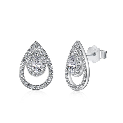 [Jesse jewelry]Sparkling Delicate Water Drop Shape Daily Earrings