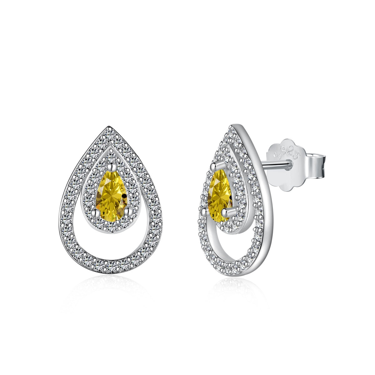 [Jesse jewelry]Sparkling Delicate Water Drop Shape Daily Earrings