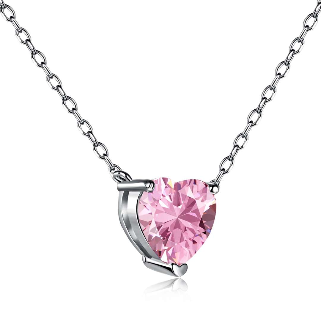 [Jesse jewelry]Heart Shape Main Stone Pendant Collarbone Necklace