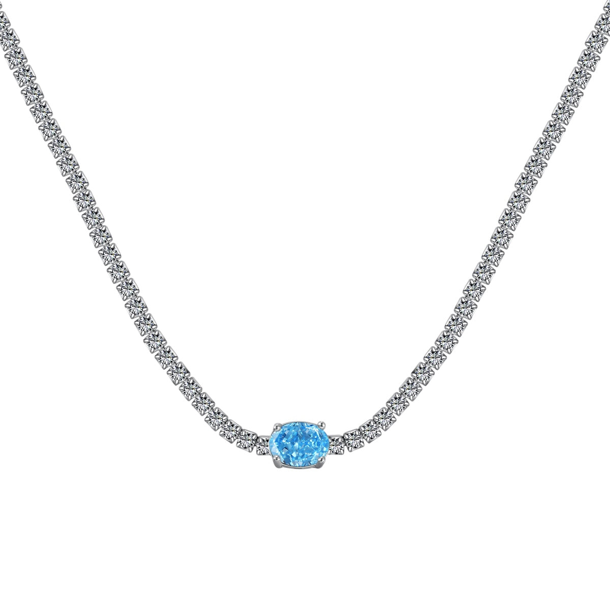 [Jesse jewelry]1.0 Carat Shining Oval Cut Necklace