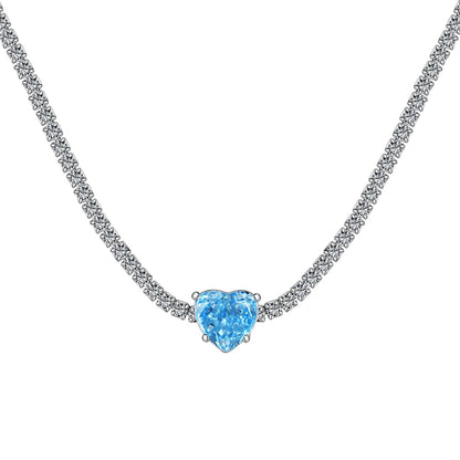 [Jesse jewelry]2.0 Carat Sparkling Tennis Heart Cut Necklace