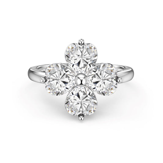 [Jesse jewelry]Heart-shaped Four-Leaf Clover Ball Ring