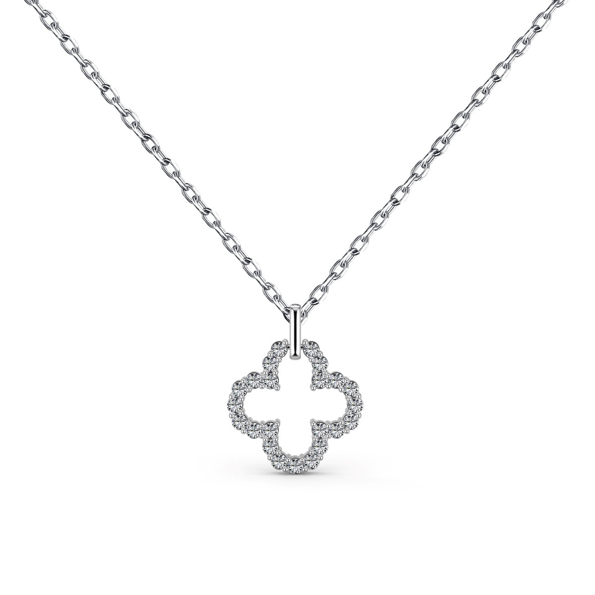 [Jesse jewelry]Four-Leaf Clover Hollow Design Exquisite Necklace