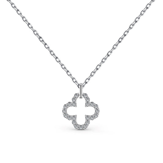 [Jesse jewelry]Four-Leaf Clover Hollow Design Exquisite Necklace