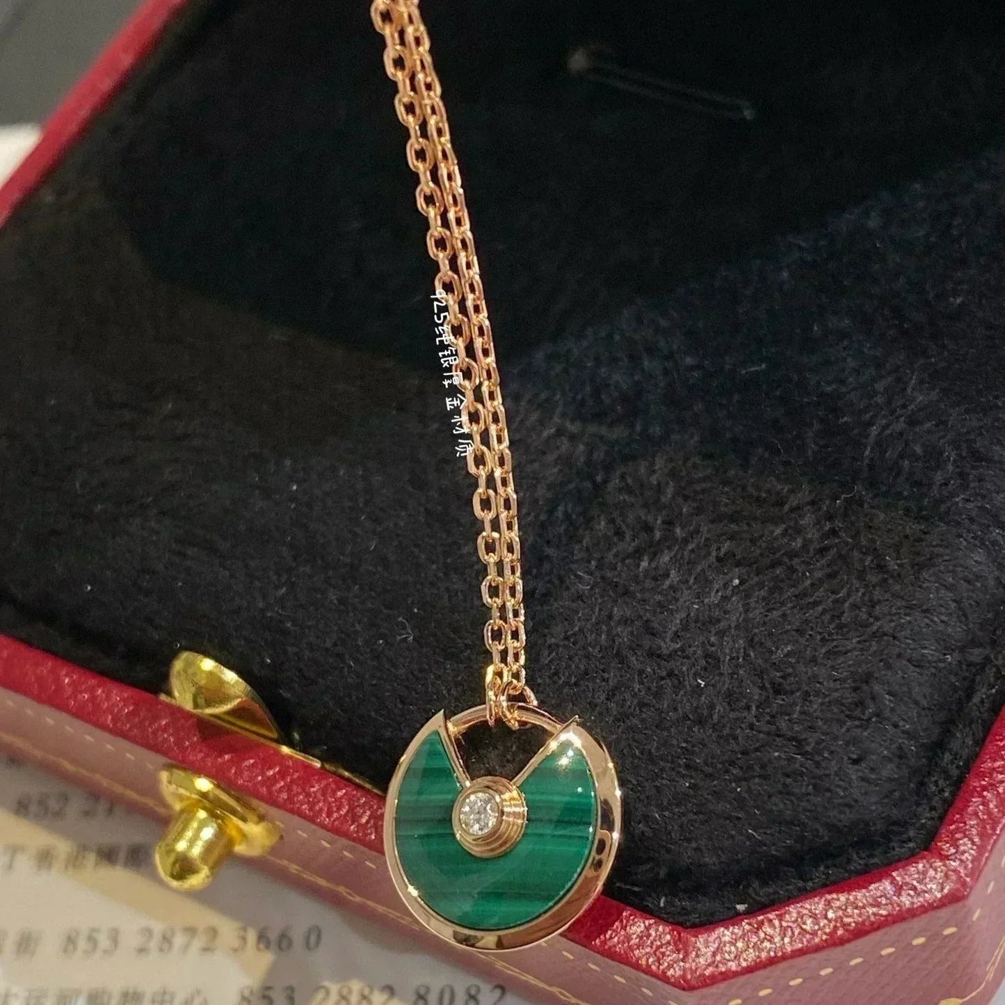[Jesse jewelry]AMULETTE ROSE GOLD MALACHITE NECKLACE