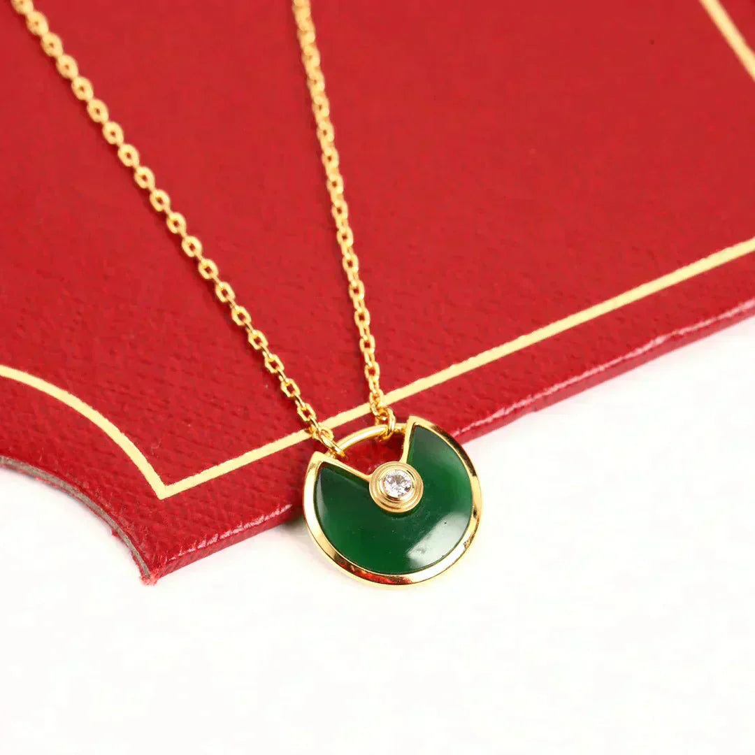 [Jesse jewelry]AMULETTE GOLD MALACHITE NECKLACE