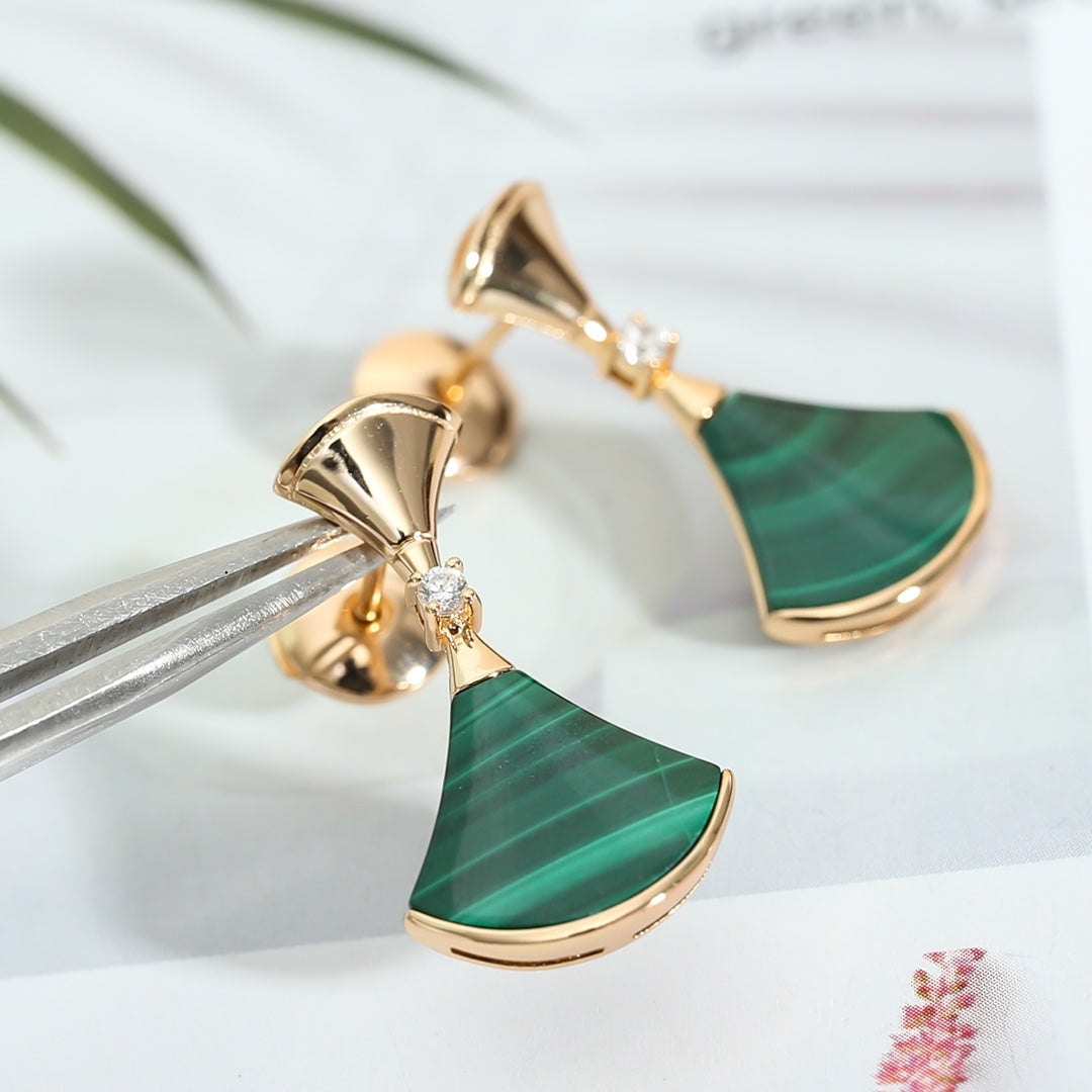 [Jesse jewelry]DREAM MALACHITE PINK GOLD EARRINGS