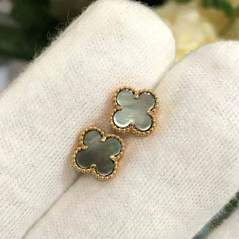 [Jesse jewelry]CLOVER MINI 9.5MM GRAY MOP EARRINGS