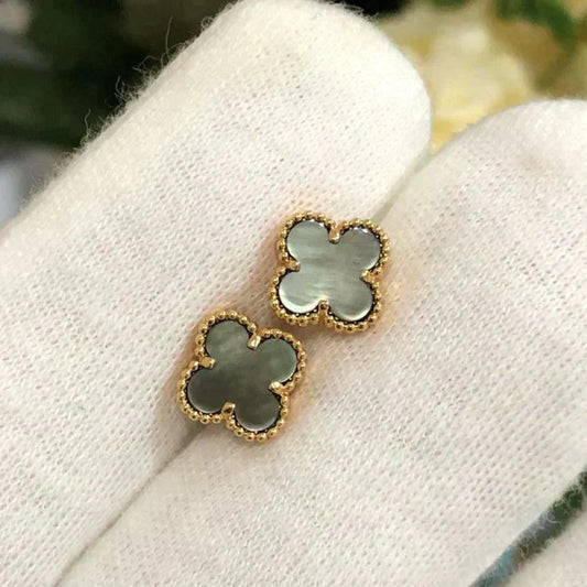 [Jesse jewelry]CLOVER MINI 9.5MM GRAY MOP EARRINGS