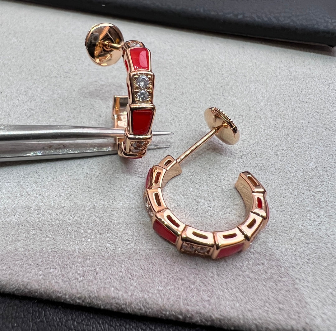 [Jesse jewelry]SERPENTI CARNELIAN PINK GOLD EARRINGS