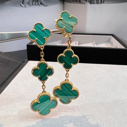 [Jesse jewelry]CLOVER MALACHITE 3 MOTIFS GOLD