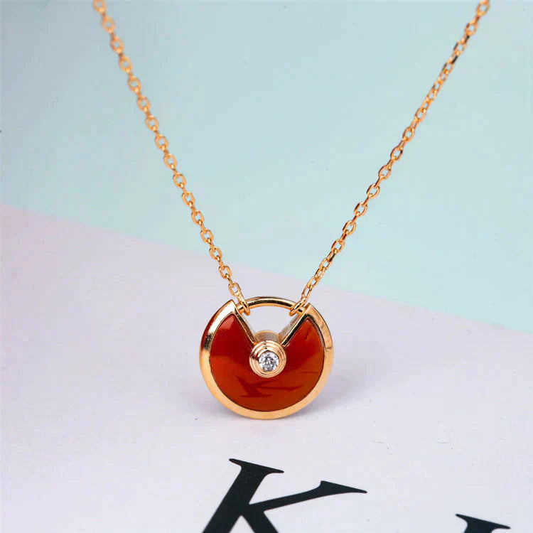 [Jesse jewelry]AMULETTE GOLD CARNELIAN ONYX NECKLACE