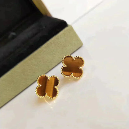 [Jesse jewelry]CLOVER MEDIUM 1 MOTIFS TIGER EYE EARRINGS