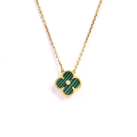 [Jesse jewelry]CLOVER 15MM DIAMOND TURQUOISE NECKLACE