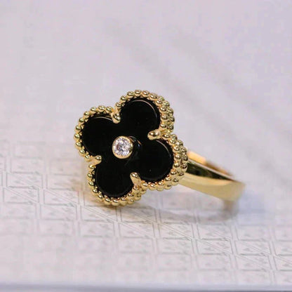 [Jesse jewelry]CLOVER ONYX RING GOLD DIAMOND