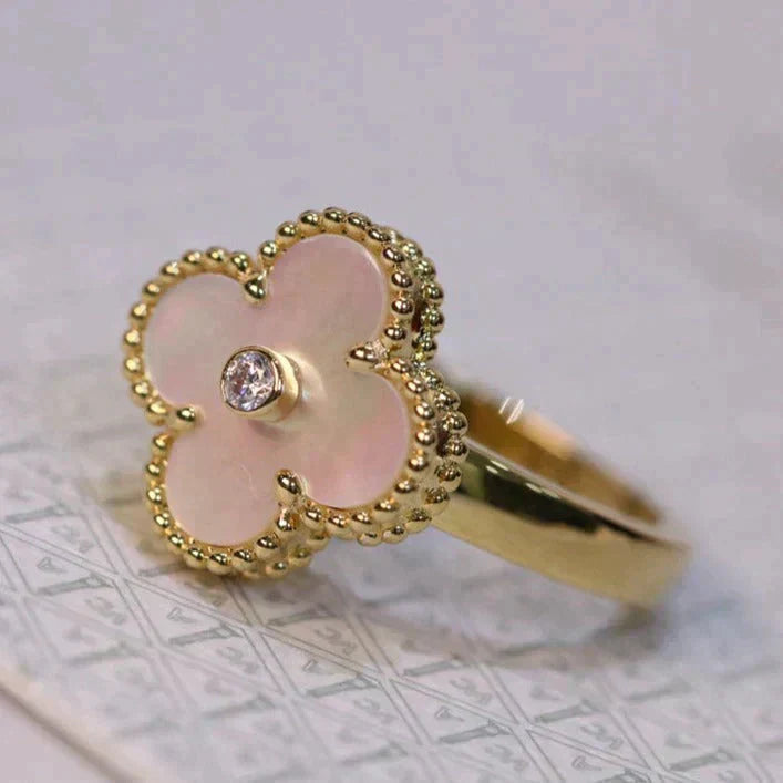 [Jesse jewelry]CLOVER PINK MOP RING GOLD DIAMOND