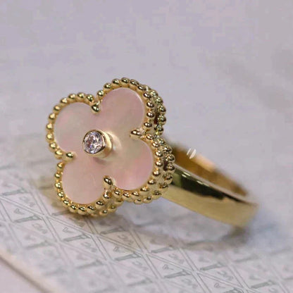 [Jesse jewelry]CLOVER PINK MOP RING GOLD DIAMOND