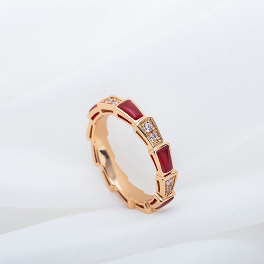 [Jesse jewelry]SERPENTI RING PINK GOLD CARNELIAN DIAMOND 3MM