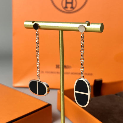 [Jesse jewelry]CHAINE VERSO BLACK CERAMIC EARRINGS