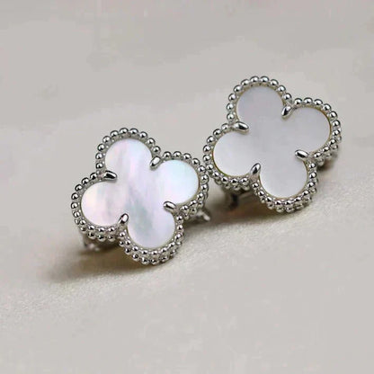 [Jesse jewelry]CLOVER MEDIUM 1 MOTIFS  WHITE MOP EARRINGS SILVER