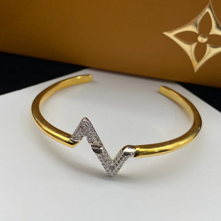[Jesse jewelry]VOLTE UPSITE DOWN DIAMOND GOLD OPEN BRACELET