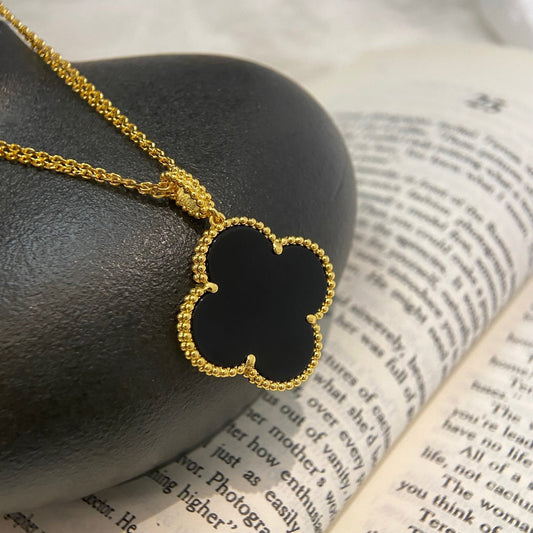 [Jesse jewelry]CLOVER 25MM NECKLACE GOLD ONYX