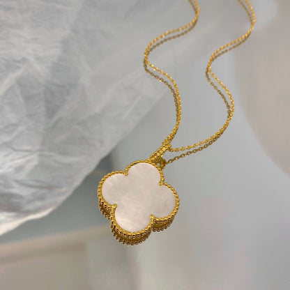 [Jesse jewelry]CLOVER 25MM MOP LARGE PENDANT NECKLACE