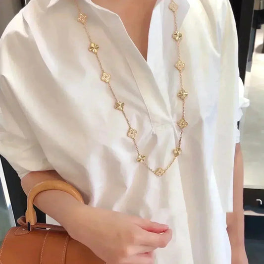 [Jesse jewelry]CLOVER 20 MOTIFS LASER DIAMOND NECKLACE