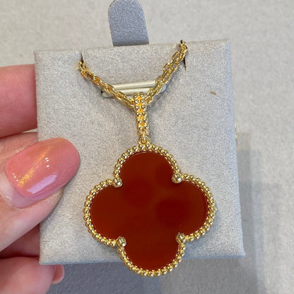 [Jesse jewelry]CLOVER 25MM NECKLACE GOLD CARNELIAN