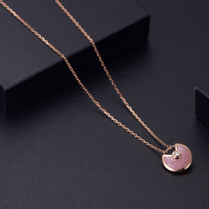 [Jesse jewelry]AMULETTE ROSE GOLD PINK MOP NECKLACE
