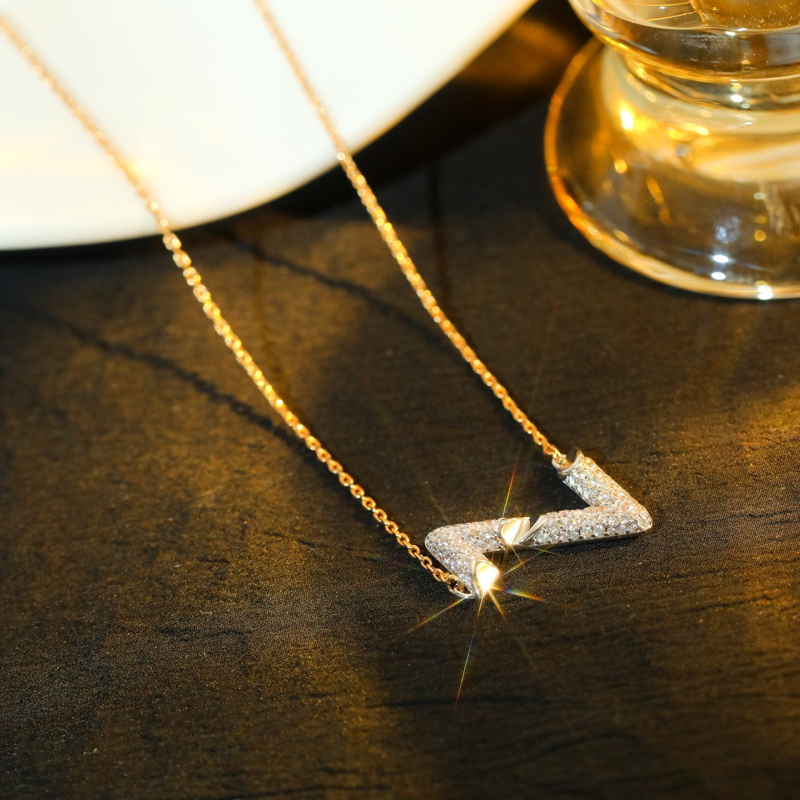 [Jesse jewelry]VOLT SILVER DIAMOND PEDANT NECKLACE