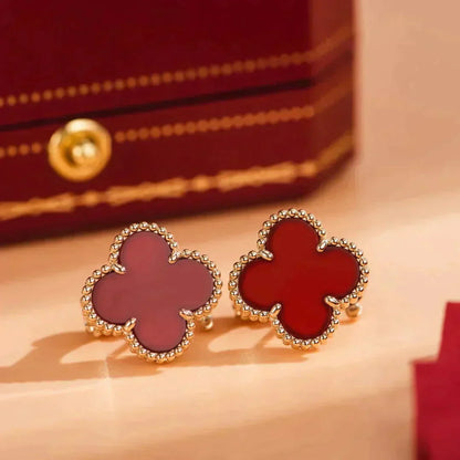 [Jesse jewelry]CLOVER MEDIUM 1 MOTIFS CARNELIAN  EARRINGS