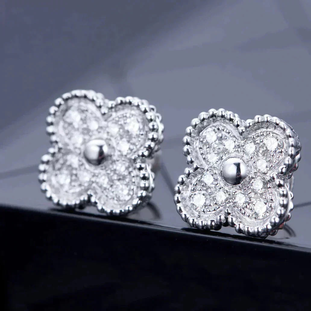[Jesse jewelry]CLOVER 1 MOTIFS DIAMOND STUD EARRINGS SILVER
