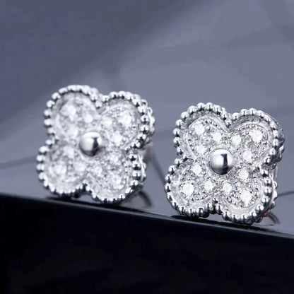 [Jesse jewelry]CLOVER 1 MOTIFS DIAMOND STUD EARRINGS SILVER