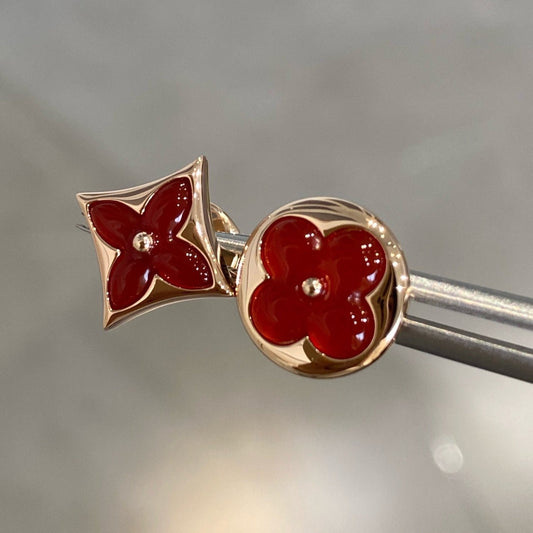 [Jesse jewelry]STAR AND SUN PINK GOLD CARNELIAN STUD EARRINGS